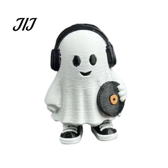 Spooky Cute Room Decor Halloween Ghost Figurine, Holding Coffee/Book/Record Resin Statue, Desktop Ornaments for Tabletop Ornament Home Office