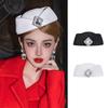 Autumn Winter Stewardess Hat with Rhinestones Decors Comfortable Warm Beret Hat Styling Headwear For Women Daily Outfit