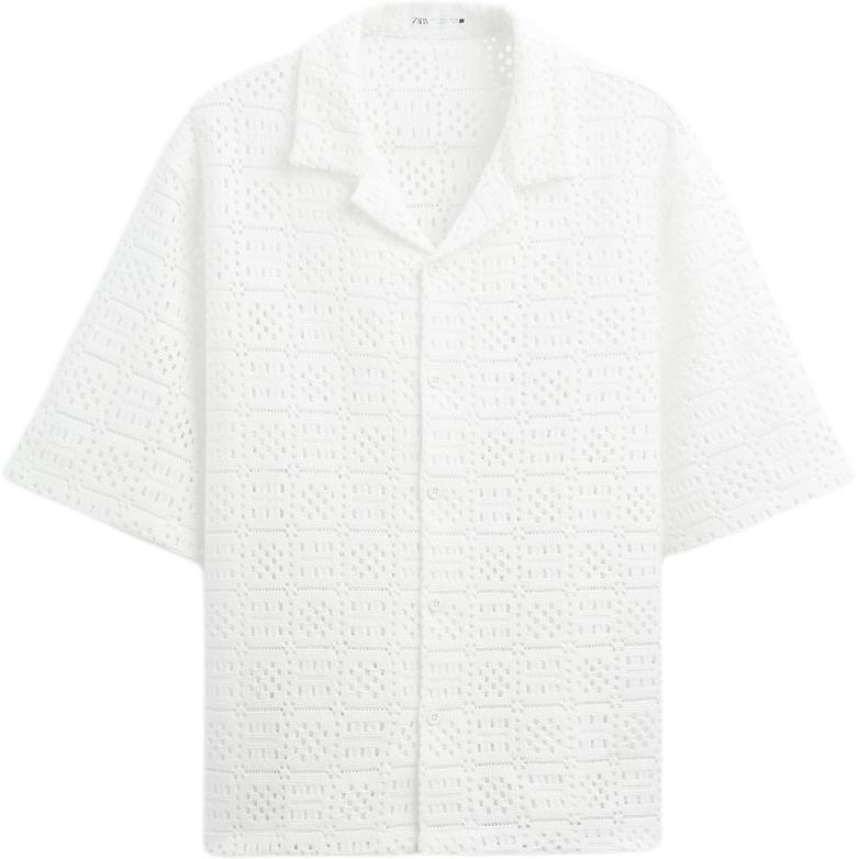 

Zara Comfortable Loose Simple Short Sleeve Shirt Men shirts White 2688331-250 S