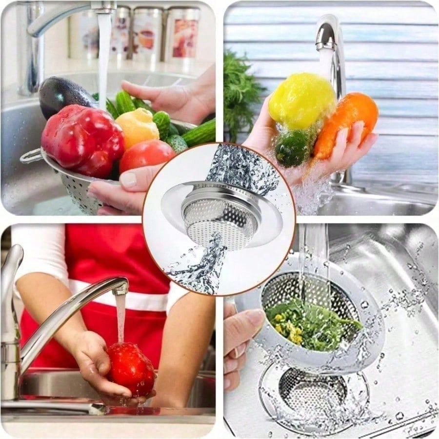 2pcs Stainless Steel Sink Strainers - Anti-Clogging Metal Slag Separators with Perforated Design for Kitchen & Bathroom Sinks,