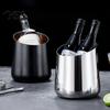 Enfriador de Champán Cubo de Hielo de Acero Inoxidable, Resistente para Vino con Boca Inclinada de Papelera de Escritorio, Espesado para Cerveza Multiusos para Bar KTV Multifunción