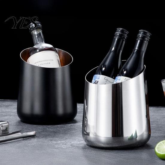 Enfriador de Champán Cubo de Hielo de Acero Inoxidable, Resistente para Vino con Boca Inclinada de Papelera de Escritorio, Espesado para Cerveza Multiusos para Bar KTV Multifunción