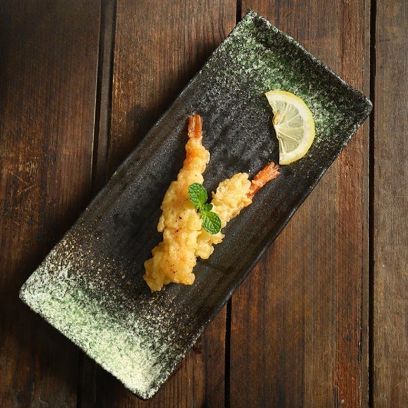 Japanese Style Ceramic Sushi Serving Plate 8-inch Rectangular Dish for Creative Desserts and Home Dining Tableware