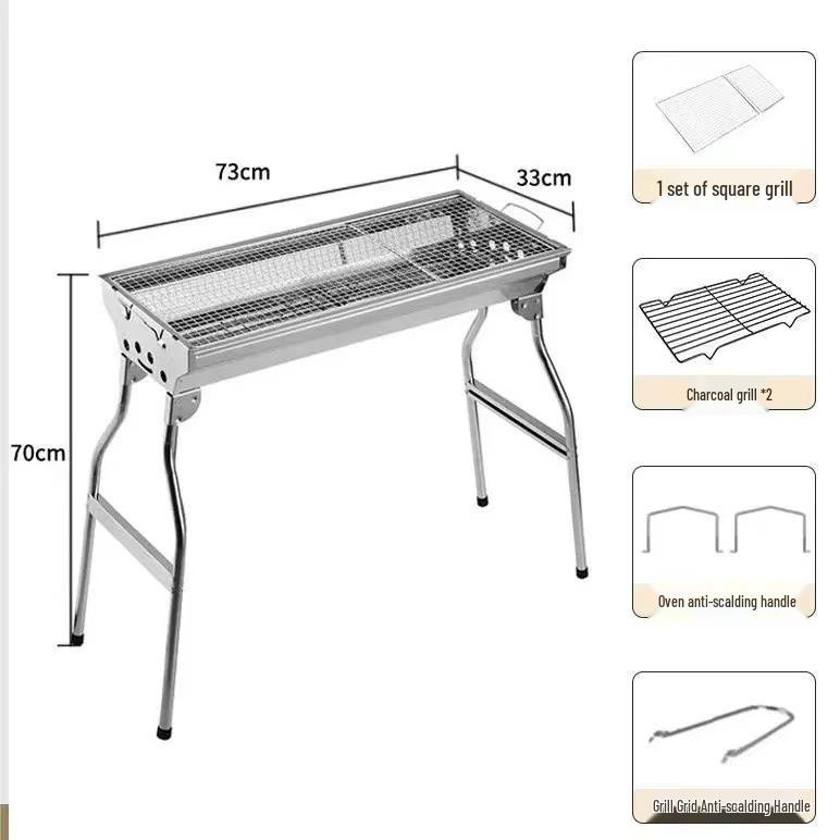 Portable Outdoor Folding Charcoal Barbecue Grill Rack