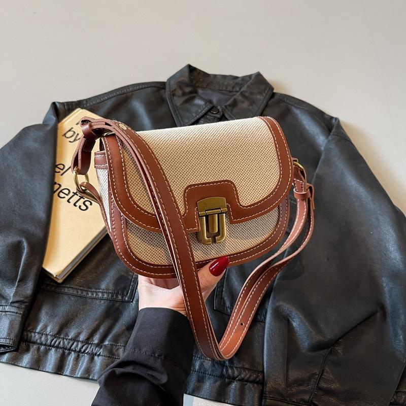 

Нишевый дизайн модная контрастная сумка женская 2025 весна новая сумка-седло ощущение сумка через плечо мессенджер ретро универсальная коричневый