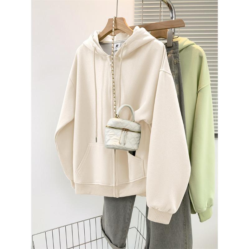 

Разноцветная флисовая толстовка с капюшоном для женщин, осень-зима, бархатные толстовки и свитшоты, повседневная американская ретро-куртка, тренд 2XL абрикосовый