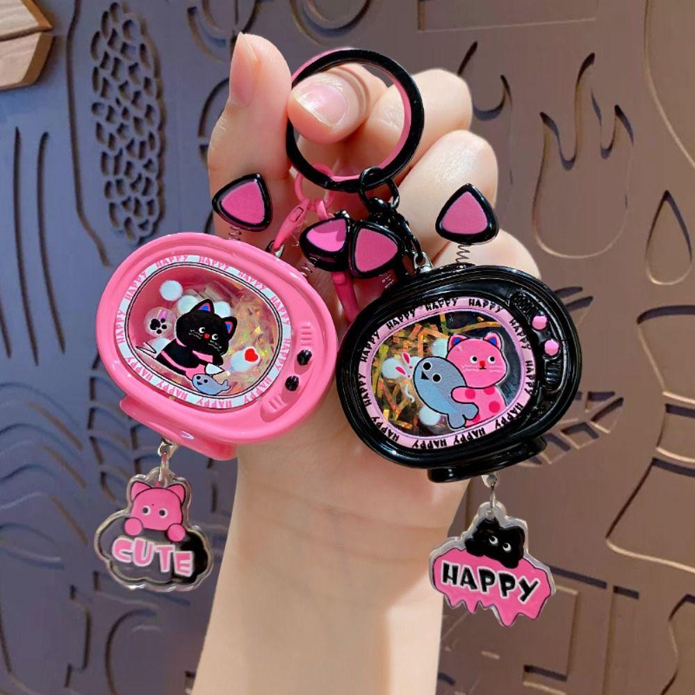 

Cartoon Cat Lighted Keyring Pendant TV-Shaped Key Ring Durable Bag Pendant 3