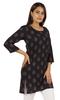 Moomaya Womens Tops Rayon Block Print Tunic 3 4th Sleeve Tunic Summer Blouse