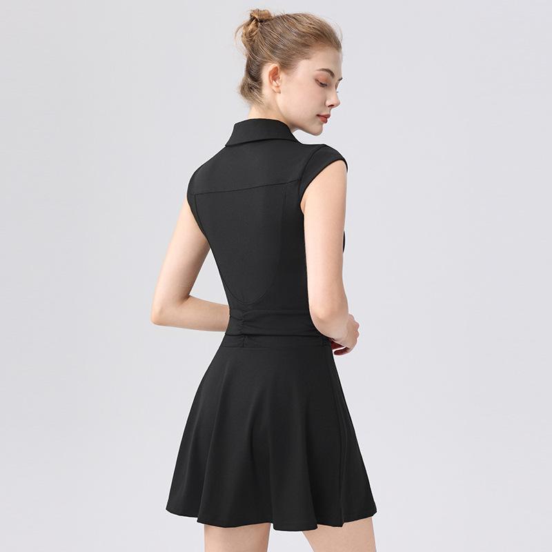 Sleeveless Polo Collar Tennis Jumpsuit: Slim-Fit Sport Skirt for Autumn/Winter