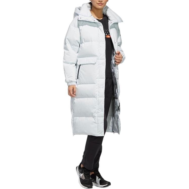 adidas Down Jackets Women's Light Blue Hooded Moderate EH5025