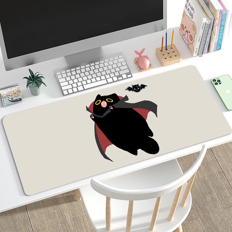 Duża Urocza Czarna Kreskówkowa Podkładka pod Mysz dla Dziewcząt - Podkładka pod Klawiaturę i na Biurko do Gier i Biura