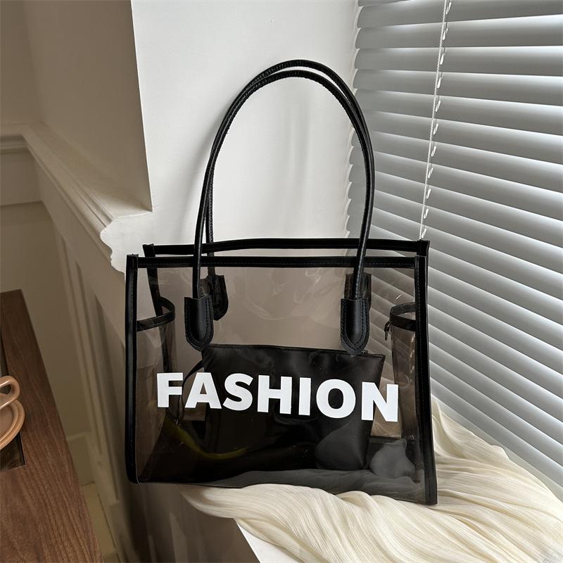 Large Capacity Fashionable Transparent Casual Bag 2025 New Shoulder Underarm Bag Tote Bag