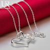 925 Sterling Silver Heart-shaped Butterfly 18 Inch Pendant Necklace Fashionable Wedding Jewelry