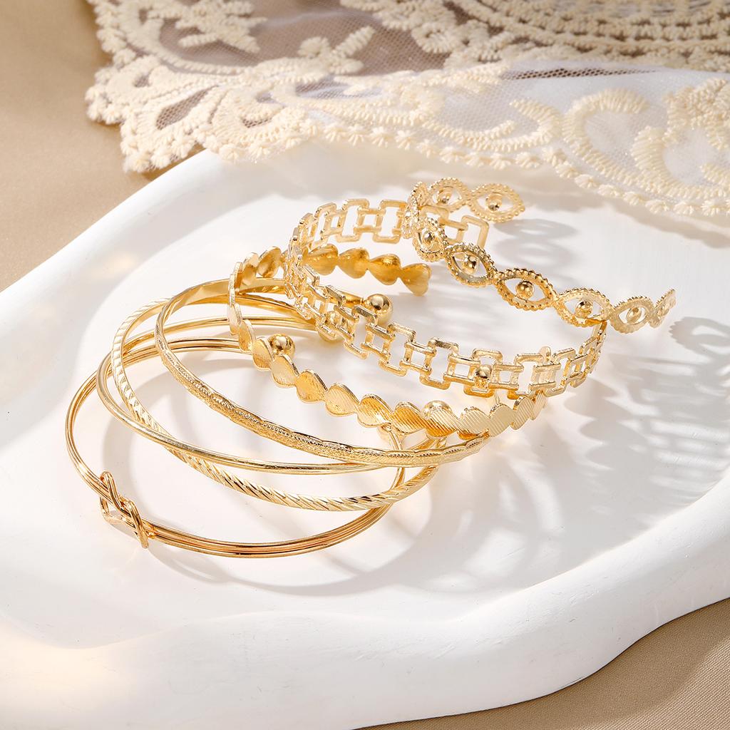 Simple Knot Heart 6pcs/set For Holidays Stackable A Gift Suitable For Daily Wear Classic Chain Design Bracelet Women's  Accessories