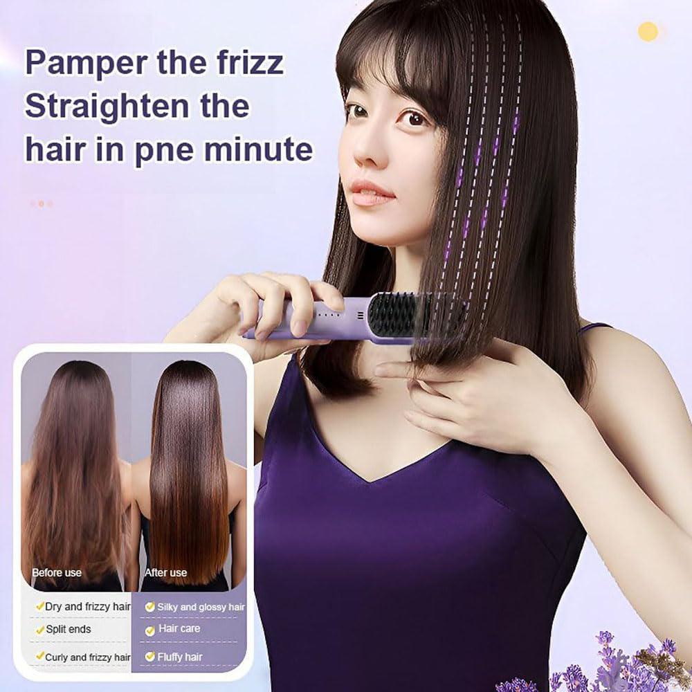 Cordless Hair Straightener Brushtool Hot Air Brushes Negative Ions Do Not Hurt Hair Handy Electric Hair Brush USB Charge