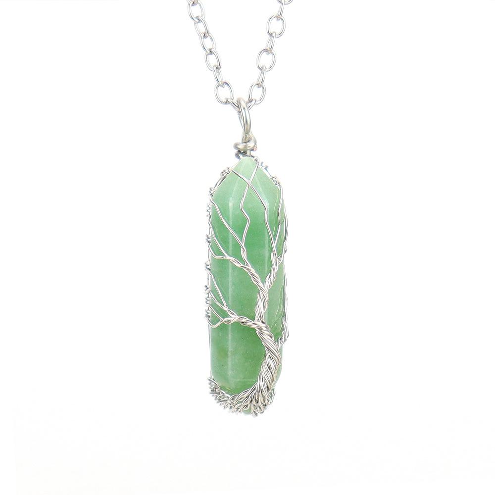Natural Hexagonal Column Hand-Wound Winding Tree Of Life Crystal Hexagonal Prism Necklace N638