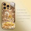 Crystal Golden Horse Pearl Ingot Metallic Paint Glass Phone Case For iPhone 17 16 15 14 13 12 11 Pro Max Plus 17 Air 16E Cover