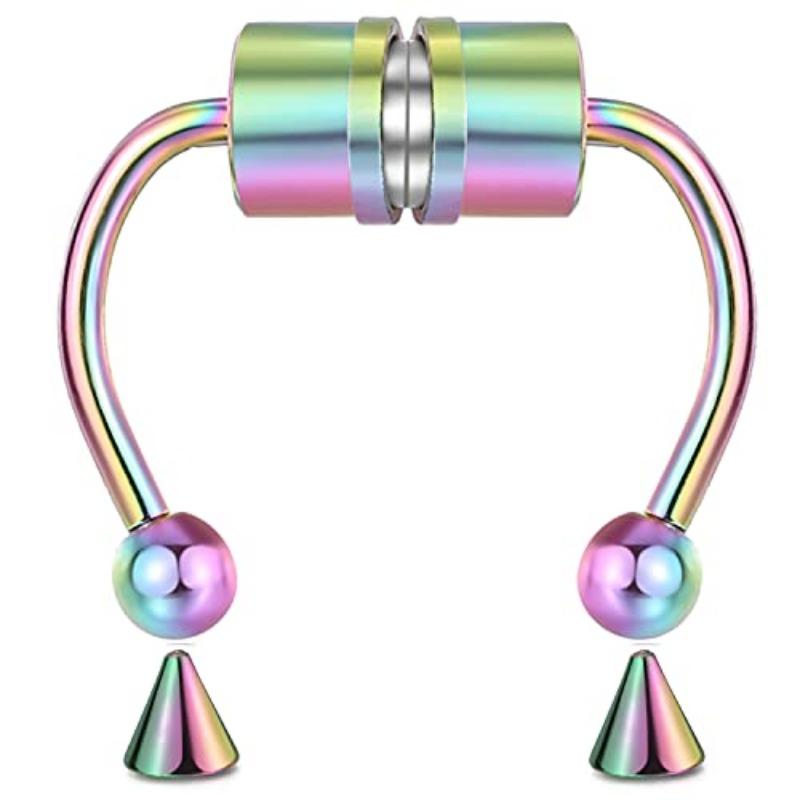 

1/2/3/4/5 шт. Поддельные магнитные кольца для носа, поддельные кольца для пирсинга носа, кольца для перегородки носа без пирсинга, магнитные кольца из нержавеющей стали разноцветный