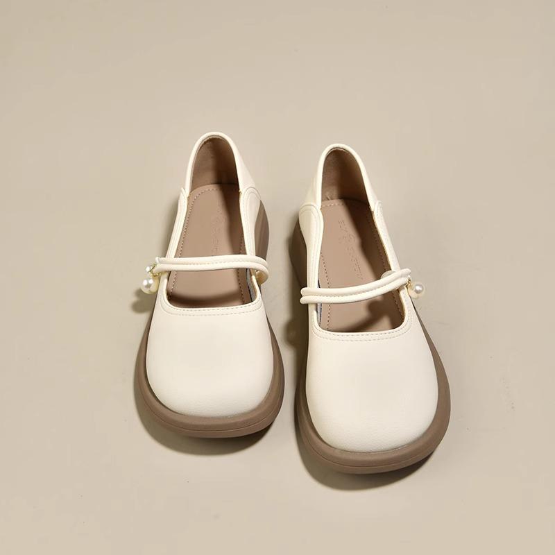 Fashion Women's Flat Shoes Spring Soft Leather Mary Jane Shoes 2024 New Small White Loafers with Skirt Gentle Small Leather Shoes