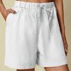 Hohe Taille Schrägtaschen Elastischer Bund Sommer Shorts Breites Bein Einfarbig Kordelzug Lose Shorts Streetwear