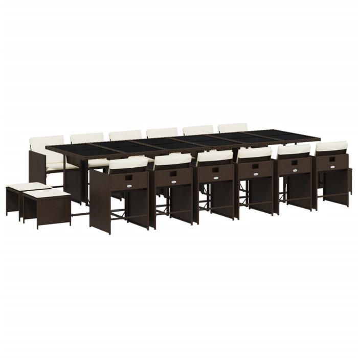 VidaXL Ensemble à manger de jardin et coussins 17 pcs marron rotin 3277952