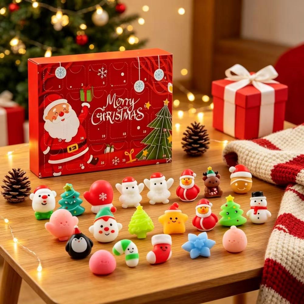 Christmas Squishy Ornaments Advent Calendar – 24-Day Countdown with Soft Squeeze Pendants, Blind Box Surprise Gift for Kids