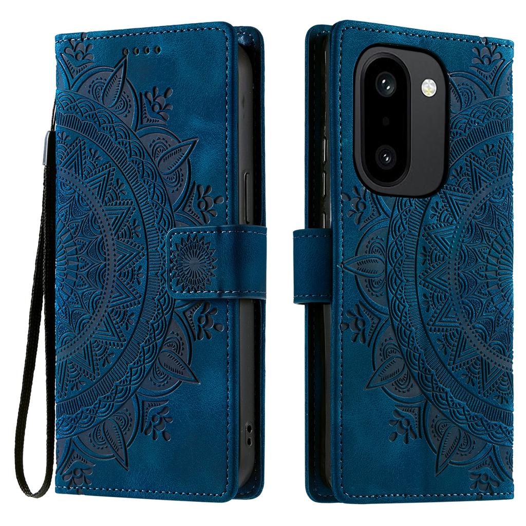 For OnePlus 15R 5G Case Imprinted Totem Skin Feel Wallet Leather Phone Cover with Hand Strap