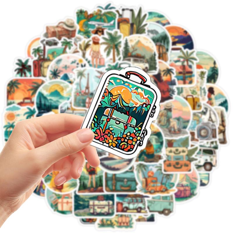 50PCS World Travel Stickers Pack Outdoor Travel Stickers Hiking Adventure Camping Decals for Scrapbooking, Luggage, Water Bottle