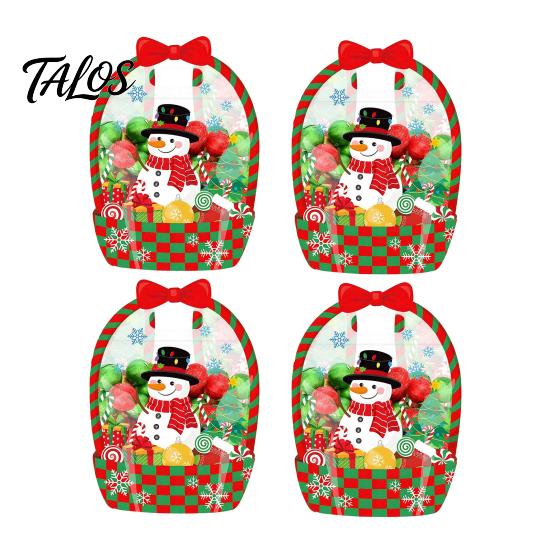 Clear Candy Bags 2/4/6Pcs Gift Bag for Halloween Christmas, Goodie Treat with Handle Handle, Resealable Sealed Pouch Holiday Party Favors Festive