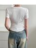 Petite Women's Cropped Pure Cotton Round Neck T-Shirt – Spring/Summer Stylish Drop Shoulder Short Sleeve Layering Top