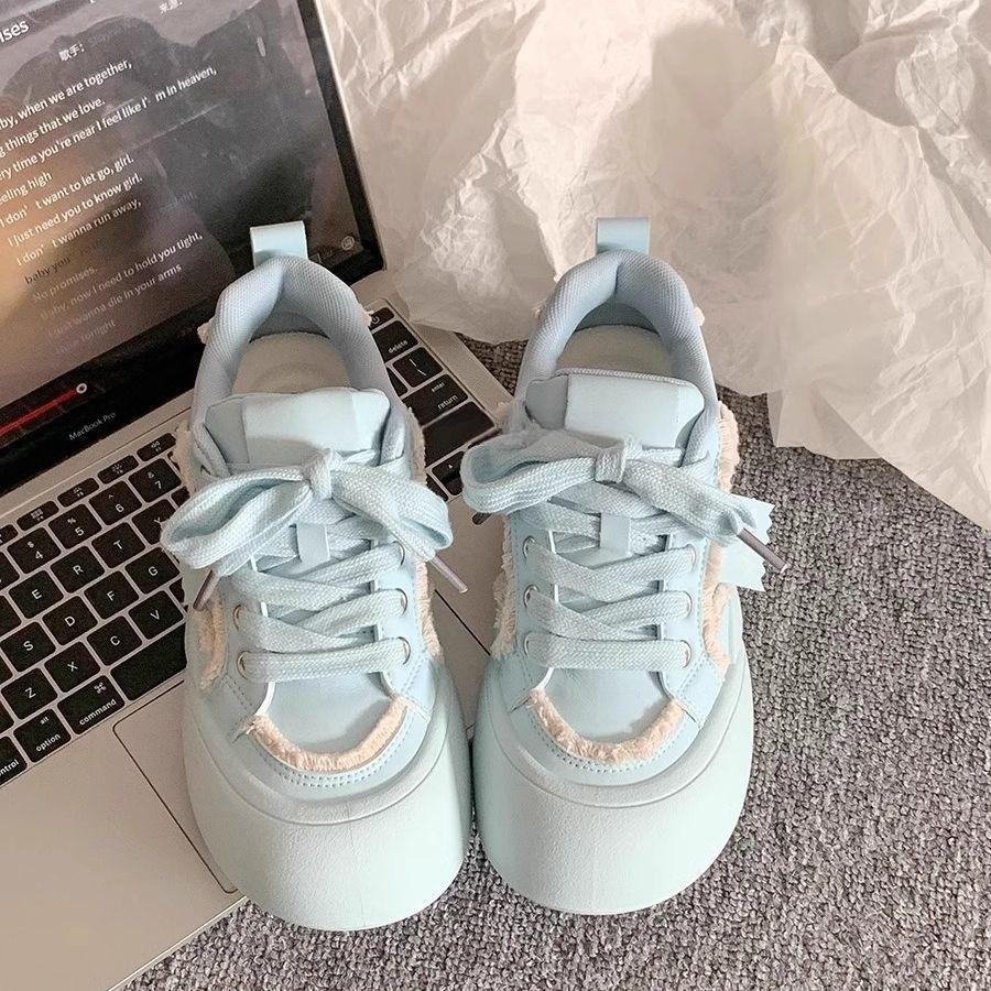 Campus style board shoes women's new spring and summer versatile platform niche bread shoes heightening single shoes women