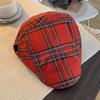 Short Brim Plaid Beret Cap Cotton Women Artist Hat Simple Cloth Painter Cap  Party