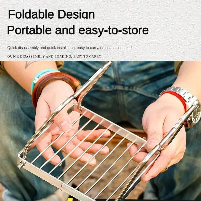 Outdoor Portable Barbecue Grill Mini Stainless Steel Folding Gas Stove Stand Pot Rack Grill Pan Rack Camping Accsesorios