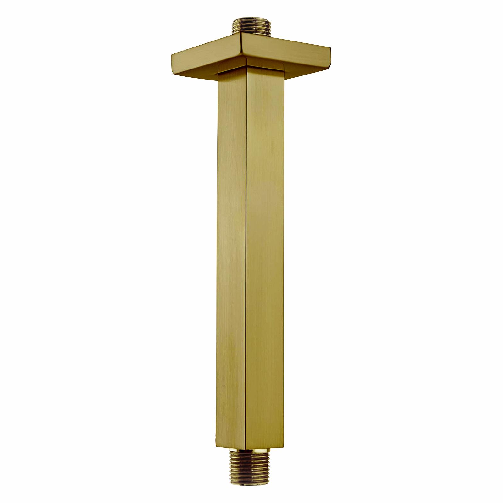 12 Inch Solid Brass Chrome Finish Shower Arm with Square Rain Shower Head Extension for Apartment & Hotel Use Brass