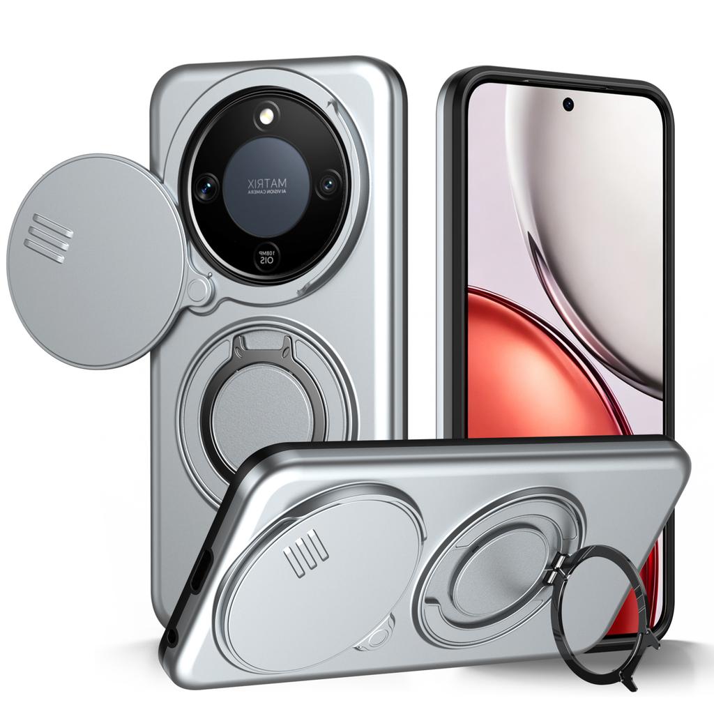 Sliding Camera Lens Protection Armor Case For Honor X9a X9b X9c X9d Magic 5 6 7 8 Lite X50 X60 Pro X70 5G Metal Ring Stand Cover