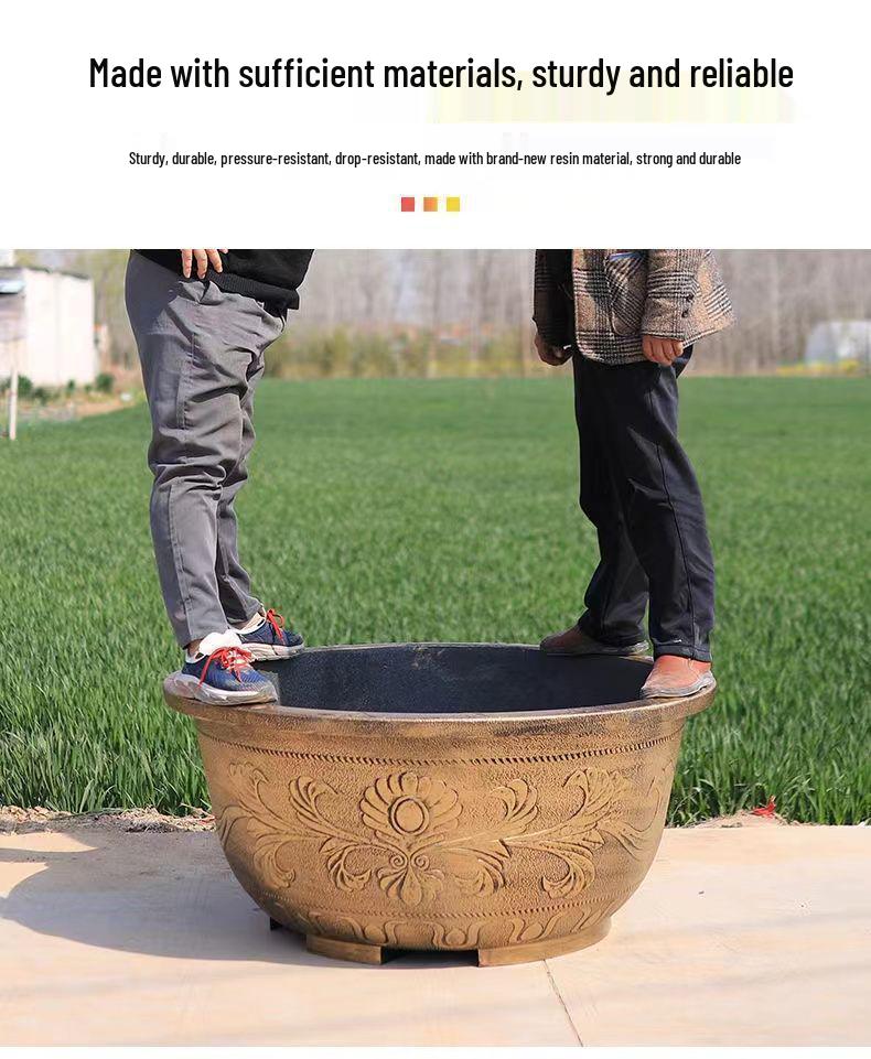 Large Resin Flower Pot for Cycad, Fruit Trees, Lotus, Balcony & Courtyard Planting