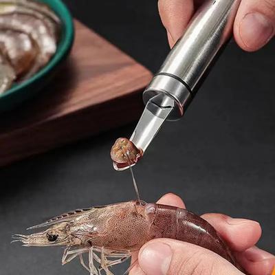 1 pz. Sbucciatore per gamberetti in acciaio inox, sgusciatore per gamberetti, coltello da pesca, aragosta, dispositivo per la rimozione del guscio, utensili da cucina per frutti di mare