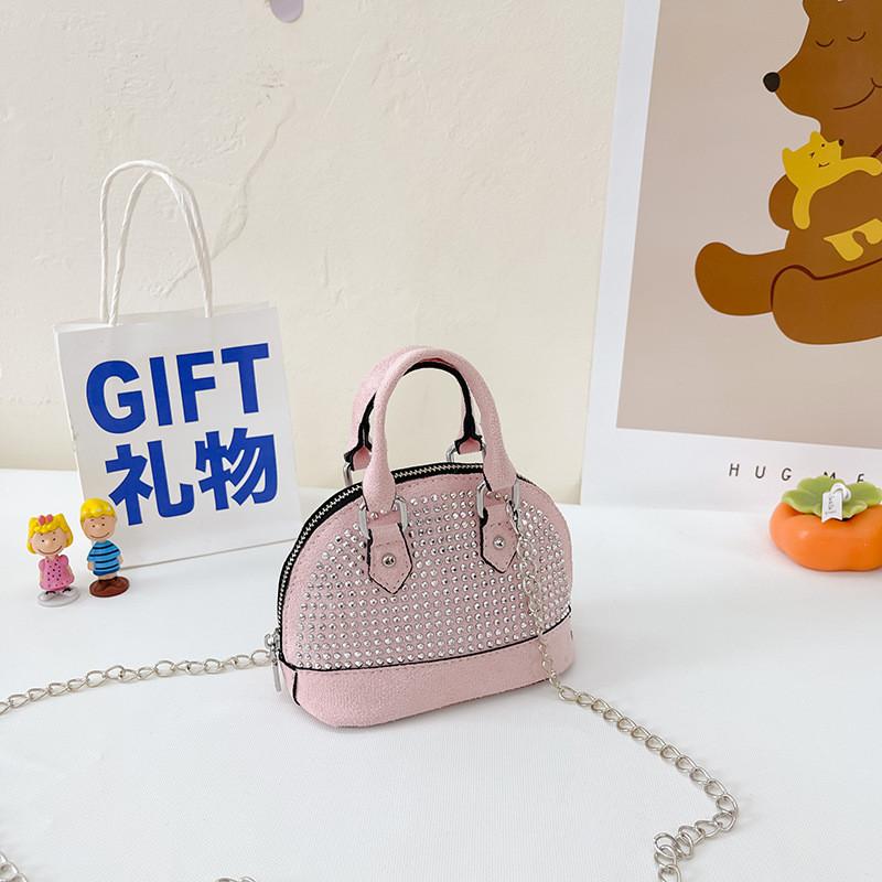 

Stylish Mini Shell Bag For Kids With Sparkling Gem Accents And Chic Design In Multiple Colors
