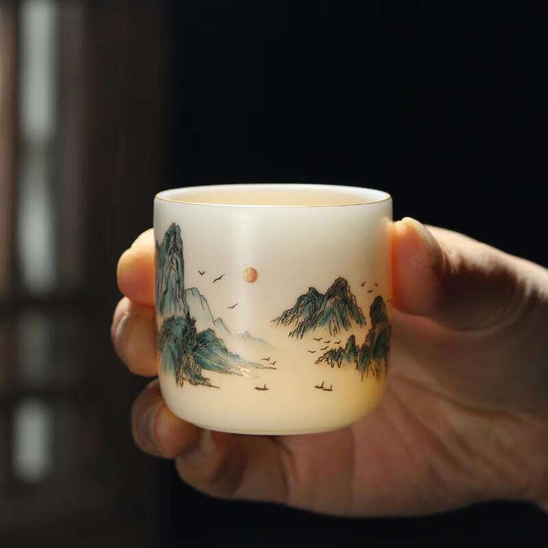 Dehua Ceramic Portable Tea Set - A Thousand Li of Rivers and Mountains (1 Pot, 2 Cups)