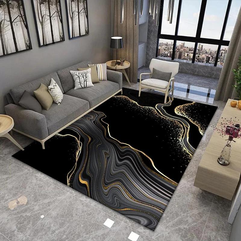 Nordic Light Luxury Marble Living Room Carpet Bedroom Art Abstract Bedside Carpets Kitchen Non-slip Balcony Study Rugs Porch Mat