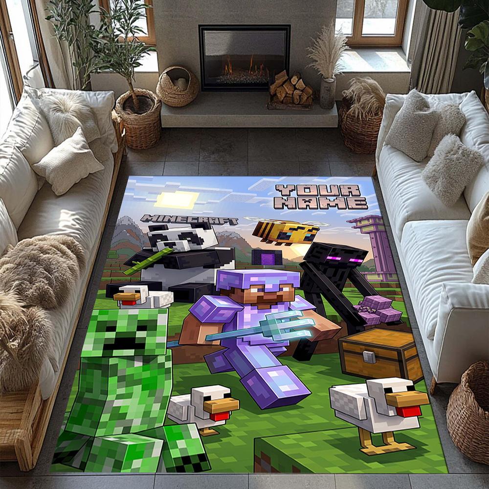 Minecraft Personalized Text Area Rug Design For Bedrooms Study Room Living Rooms Kitchen Antislip Carpet Anime Office Decor Wedding Party Gift