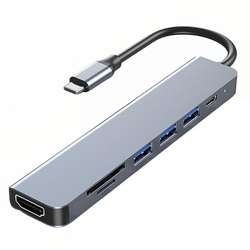 7-in-1 Type-C Docking Station with 4K HDMI Mirroring, Multi-Port HUB, and PD Charging