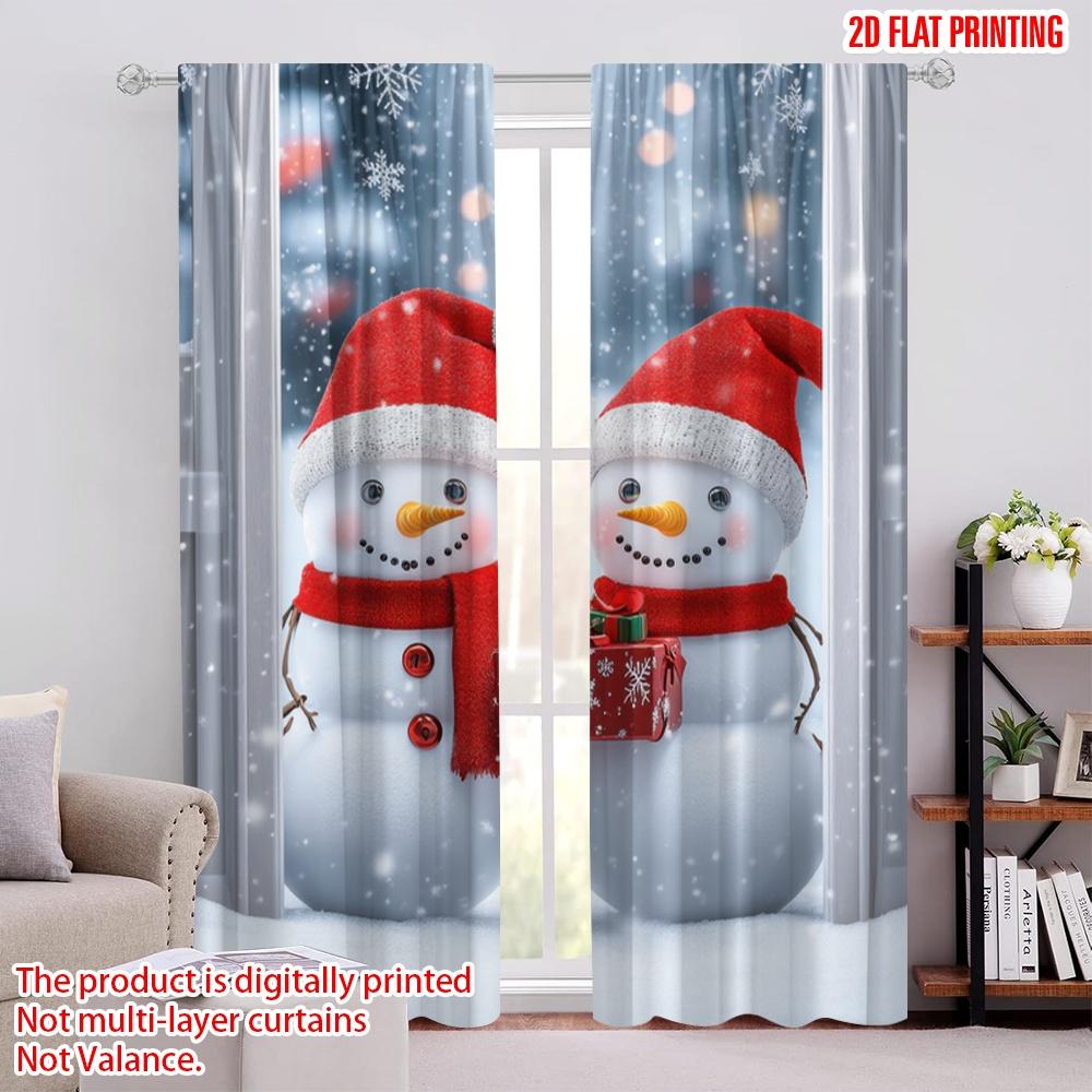 

2pcs,2D plane printing Curtains Digital Printed Snowy Cheer Duo Versatile Polyester Fabric (without rod) All Seasons for Living 52.50 × 116.00 cm 2 pcs