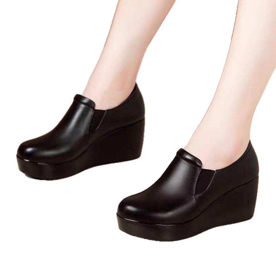 Waterproof Platform Comfortable and Casual Women's Shoes Slope Heel Middle Heel Women's Single Shoes