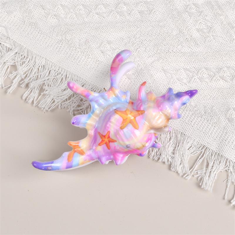 2025 UV Printed Conch Claw Clip: Summer Ocean Hair Accessory for Updo