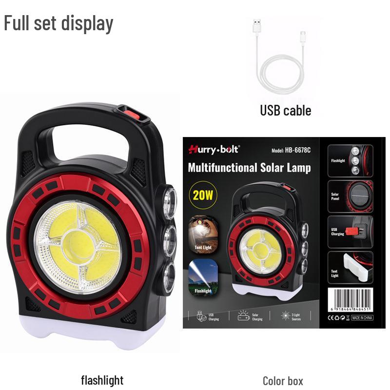 Multifunctional Solar USB Rechargeable Portable Lamp for Night Fishing and Camping
