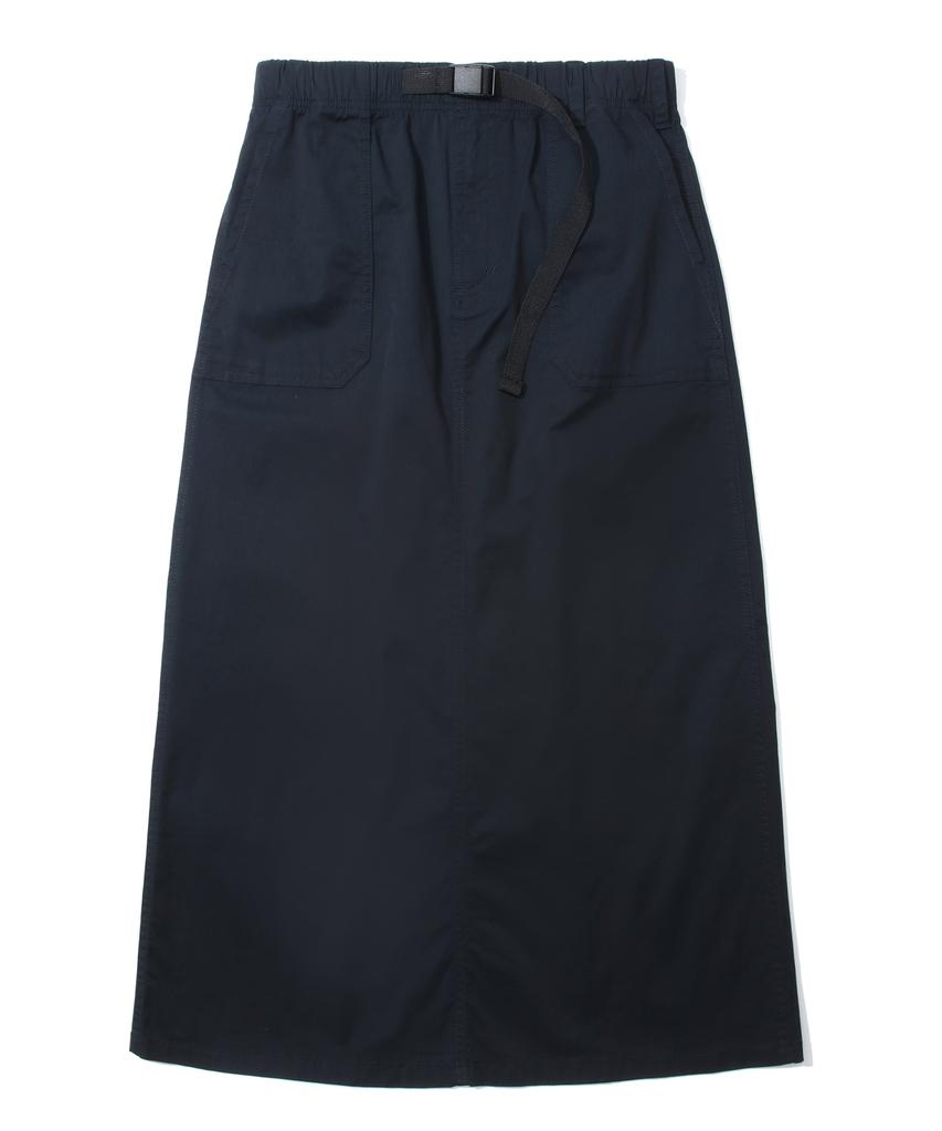 Columbia University Mil-Label Belted Cotton Long Skirt Crown Navy