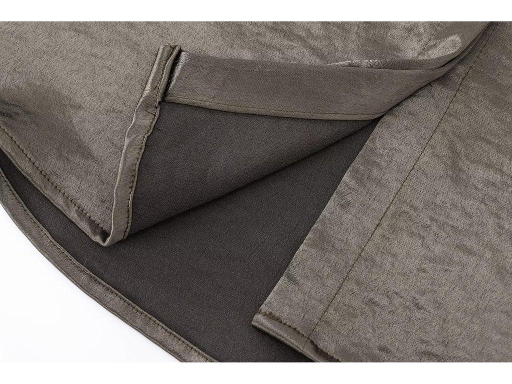 Satin Texture Long Sleeve Shirt with Pocket Decoration - 2024 European & American Fashion for Women