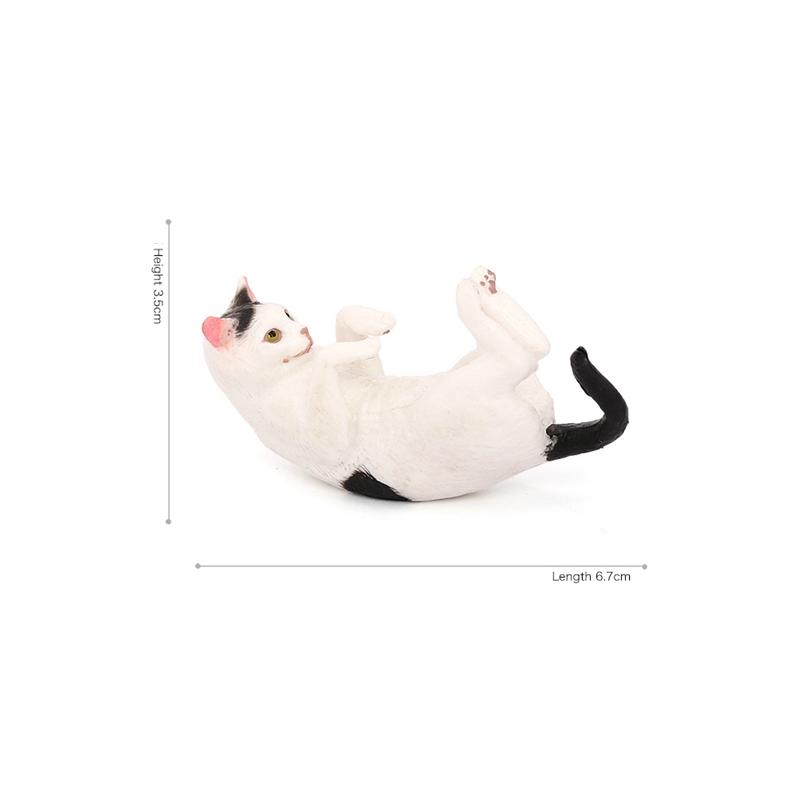 Simulation Animal Cat Model Black And White Cats Ornament Creative Stretching Lazy Kitten Craft Desktop Decoration Handmade