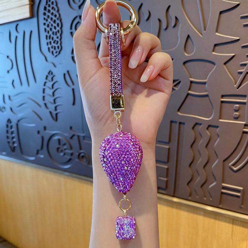 Water Drill Hot Air Balloon Keychain With Rhinestones For Gift And Collection